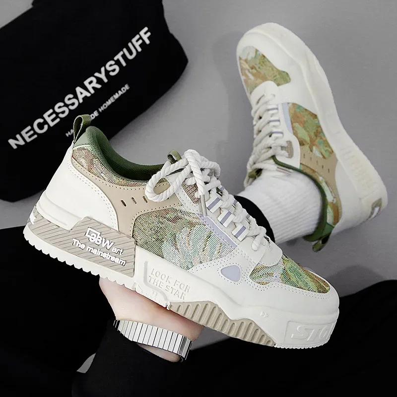 fashion Sneakers Mens Shoes Designer Men Casual Shoes Trend Two-tone Lace Up Platform Student Shoes Male Vulcanized Zapatillas De Hombre