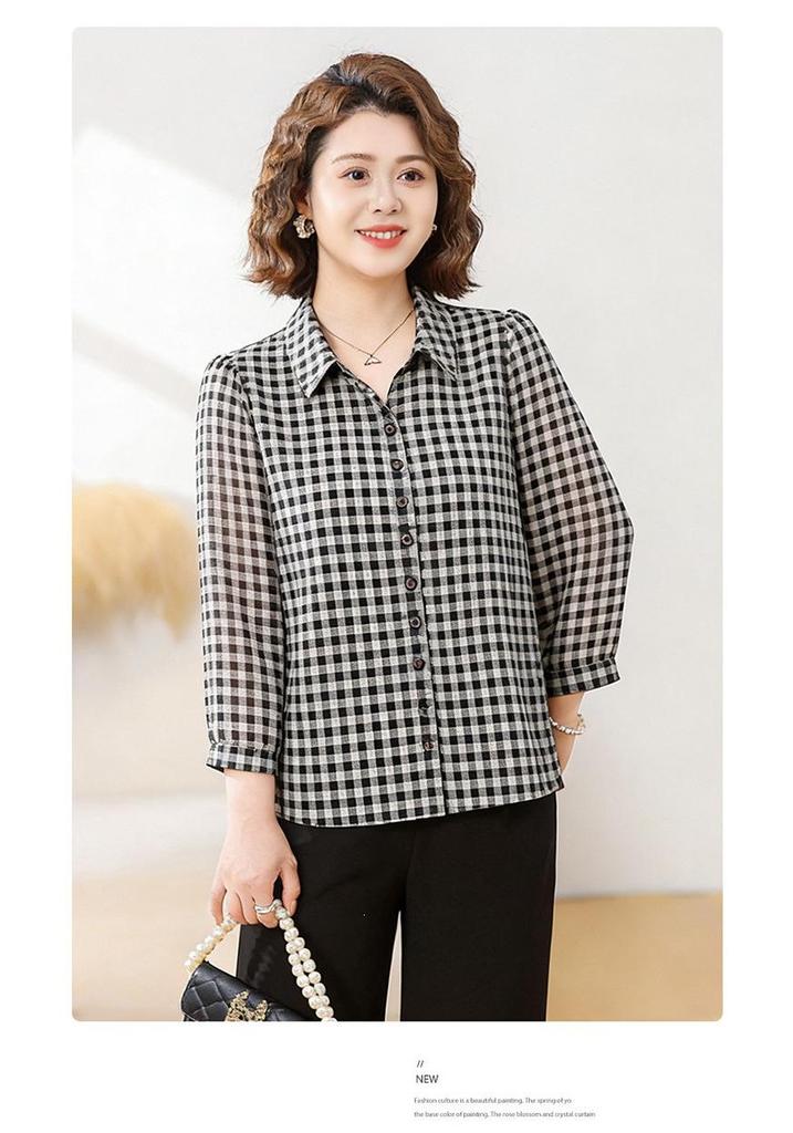 2026 Spring Shirt for Elderly Mothers - Women's Lapel Top, Loose Fit for Middle-Aged and Elderly, Perfect for Spring and Autumn