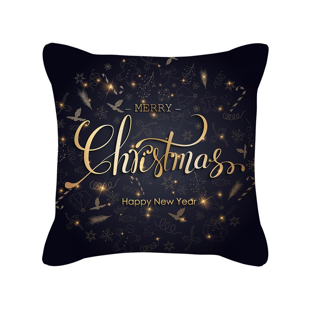 Pillow Peach Velvet Black Gold Christmas Pillow New Snowflake Letter Sofa Bedside Pillow Cover