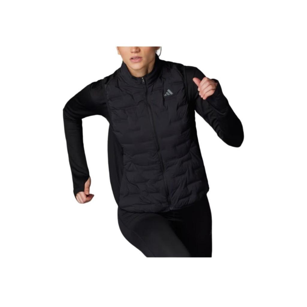 adidas Adizero Running Padded Vest Slim Fit Zip Collar Sleeveless Vest Women Vests Black IX2823