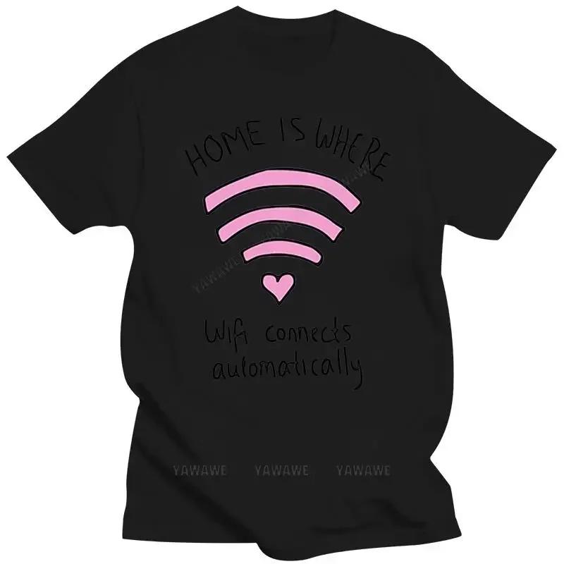 Mens T-Shirt-Logo Wifi Love-Home Is Where Wifi Connects Automatically-Fun Plus Size Tee Shirt MAN TEE-SHIRT TOP S