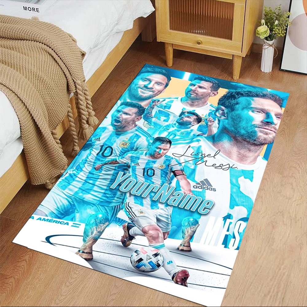 Messi Customizable Name Area Rug Design for Kitchen Dormitory Game Room Playrooms Antislip Carpet Anime Office Decor