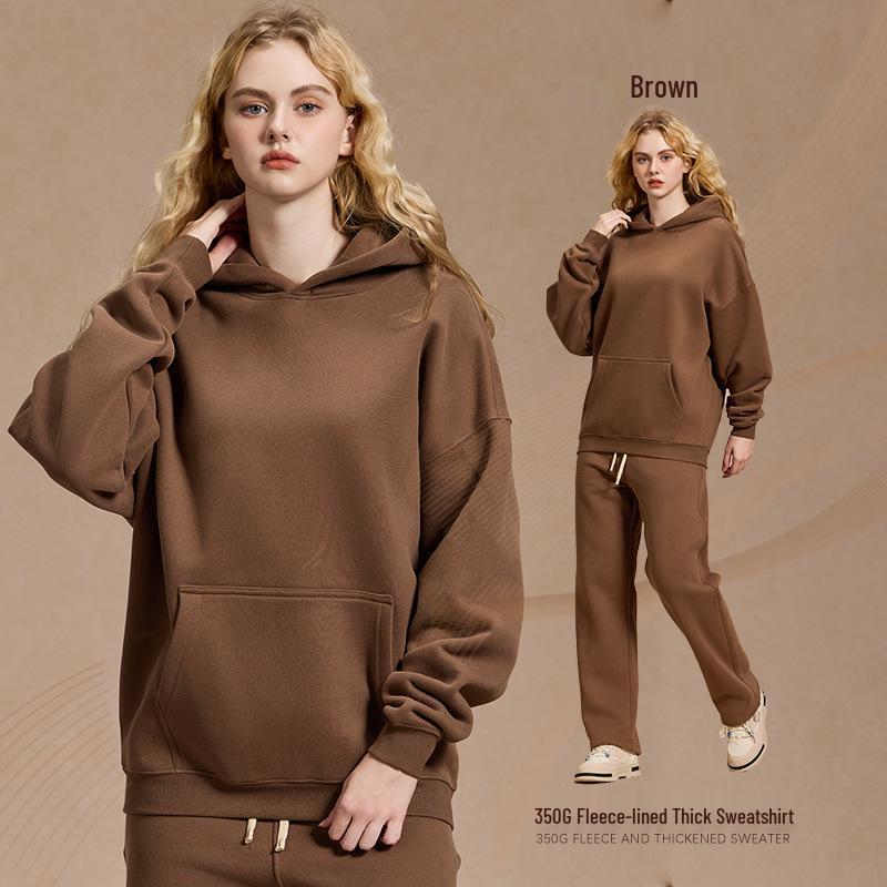 2025 A/W Men's Oversized Hoodie & Sweatpants Set: Trendy Loose Plus Velvet, Thickened and Comfortable