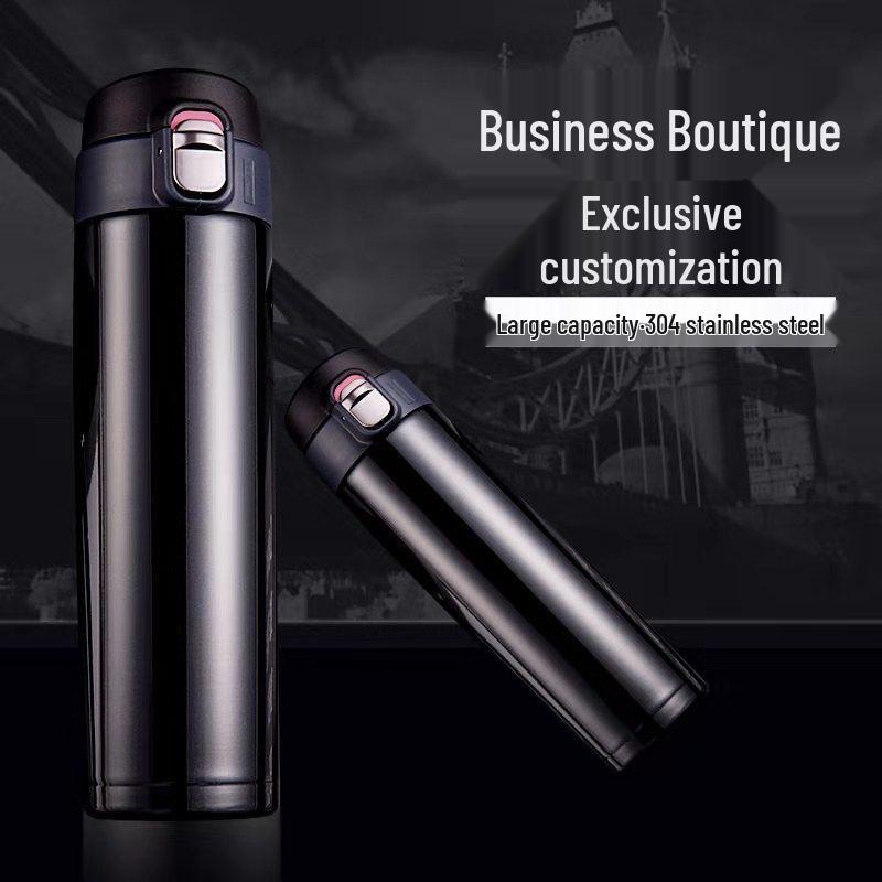 Double-Layer Vacuum Insulated 304 Stainless Steel Water Cup with Flip Lid - Portable & Thickened