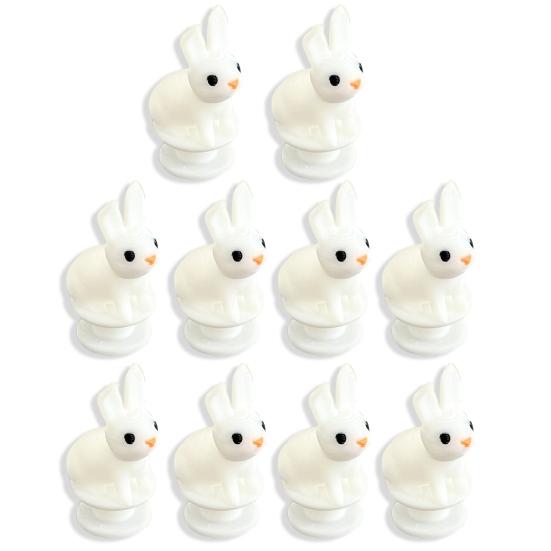 2/3/4/5/6/8/10Pcs White Rabbit Clog Shoe Charm Lightweight DIY Clog Slipper Sandal Plastic Bunny Decoration Kids Adults Shoe Accessories