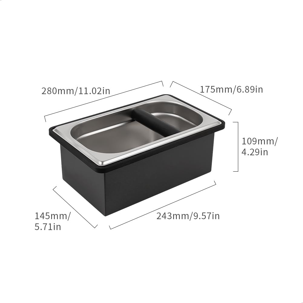 watchget Espresso Coffee Knock Box, Durable Stainless Steel Dump Bin for Coffee Grounds, Removable Non-Slip Base, Coffee Grounds Container for