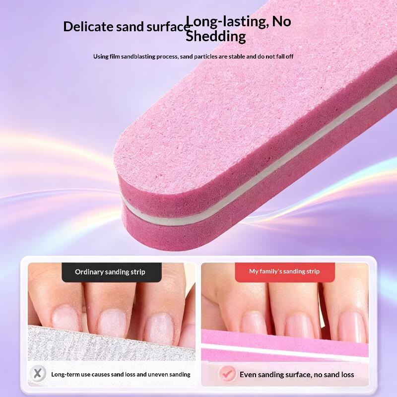 Nail Buffer Pink Easy-to-Hold Rectangular Fine Sand Buffing Block for Salon Grade Home Nail Polishing Care