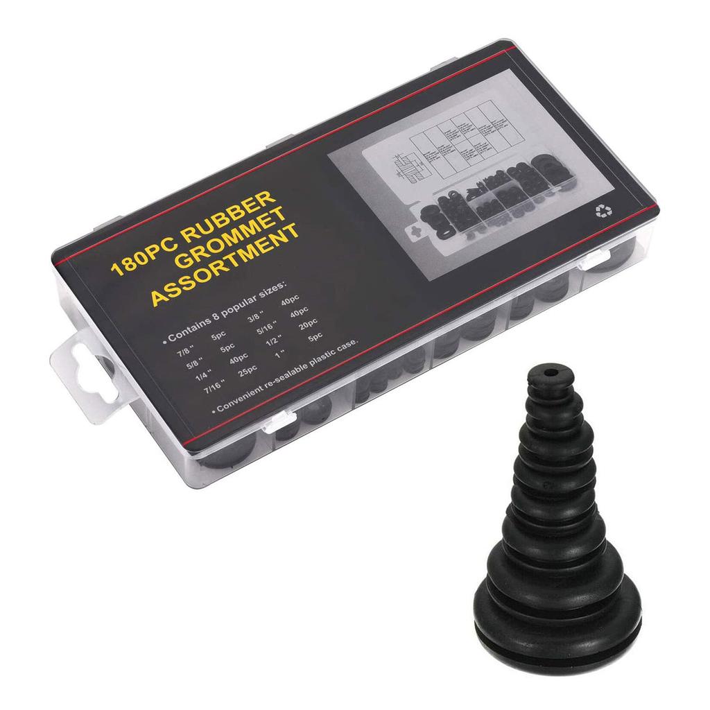 180Pcs Rubber Grommets Sealing Rings Assortment of Rubber Washers for Wires Plugs Cables