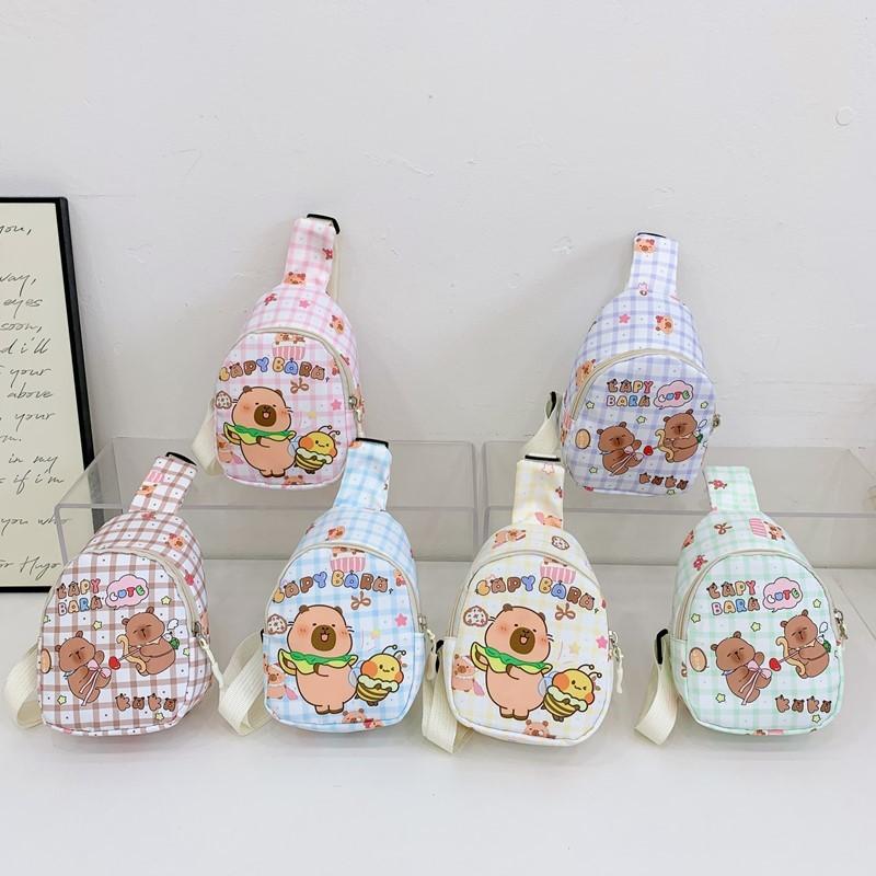 Capybara Pattern Animal Kids Single Shoulder Crossbody Chest Bag For Preschool