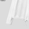 INCERUN Oversized Men Long Sleeve Hollow Webbing Casual Loose Cropped Tops Shirts