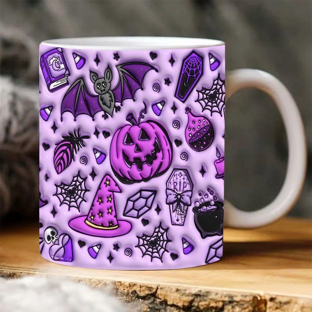 Gift Ceramic Halloween Coffee Mug With Handle Spooky Tea Mug 3D Ghost Mug