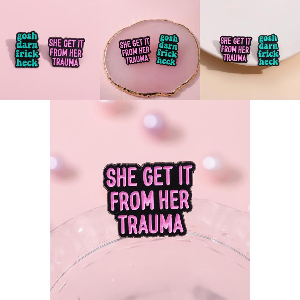 Creative European Style Colorful Letter Brooch Unique Minimalist Metal Badge Accessory