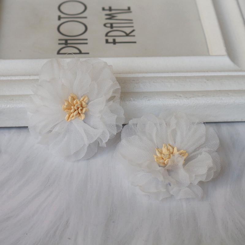 10Pcs 5CM Wrinkle Chiffon Fabric Cored Flowers For DIY Hair Accessories Hats Headband Wedding Dress Decoration