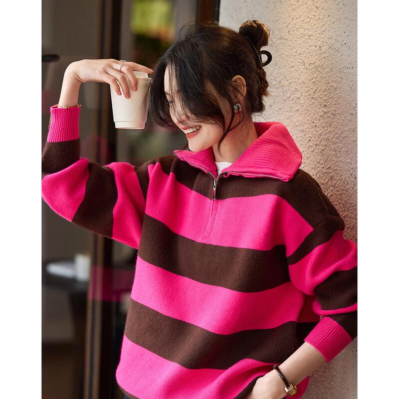 Demana Rosehip Jam Striped Knit Sweater for Women