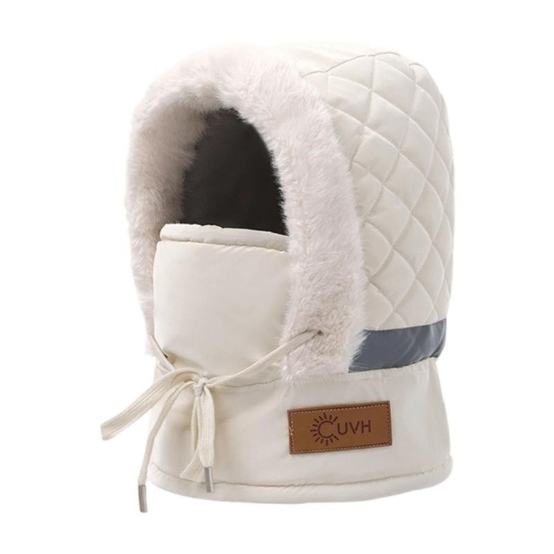 

Stretchy Trapper Cap with Fleece Lined Neck Gaiter Hat For Skiing Hiking And Daily Commute Outdoor Activity Headwear бежевий