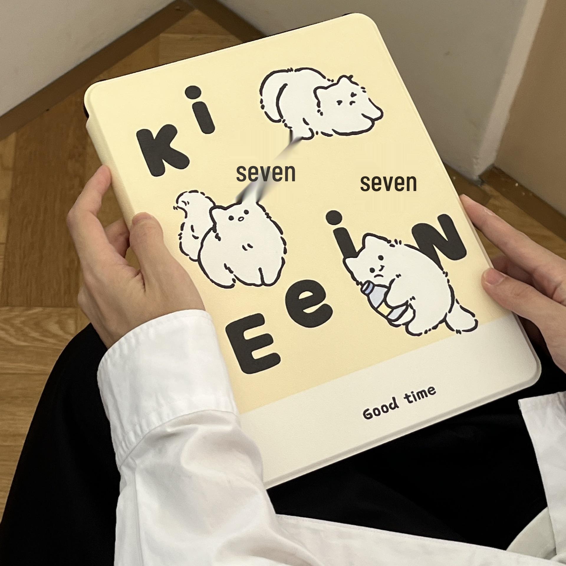

Rotating iPad Case with Yellow Background & White Cat Design for iPad Mini 6, Pro, Air iPad mini 6/7 (8.3-inch)