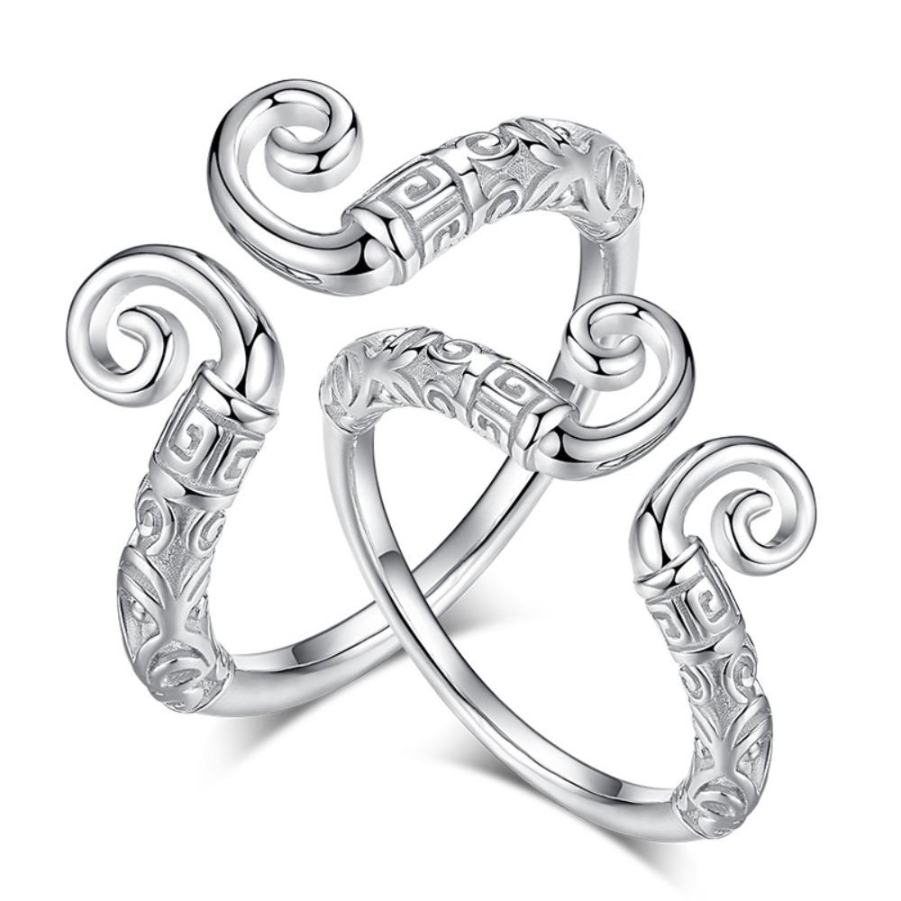 Open Ring Black Gold Tight Hoop Retro Engraved Cloud Pattern Couple Rings Journey To the West Jewelry