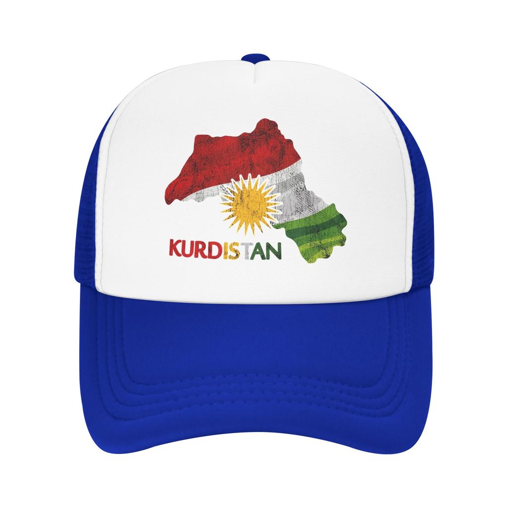Flag Map of Kurdistan Mesh Baseball Cap Adult Hip-Hop Sun Hats  Hats Breathable Polyester Trucker Cap Wholesale New Trucker Caps