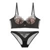 Amazon's new deep V hollow embroidered bra sexy fishbone shapewear women's gathering breathable bra