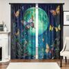 2pcs Moonlight Butterfly Print Curtains - Light Filtering Design   Durable Polyester Fabric   Machine Washable   Classic Style for