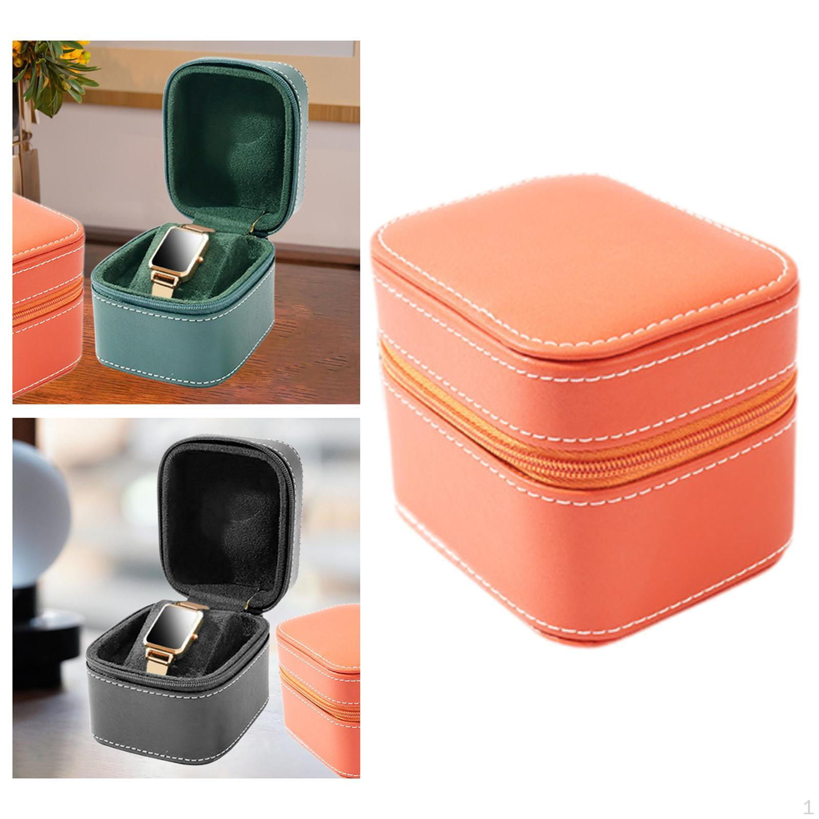 

Single Watch Box Wristwatch Case for Men PU Leather Holder Travel Organizer помаранчевий