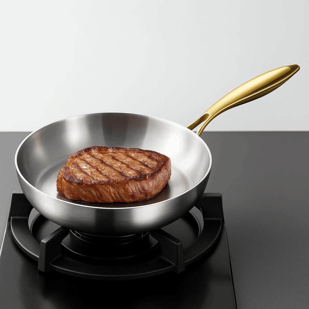 Universal Frying Wok 316 Stainless Steel Steak Skillets Kitchen Cookware Uncoated Frying Pan Steak