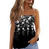 Women's Fashionable And Sexy Backless Elastic Floral Print Strapless Slimming T-shirt Top