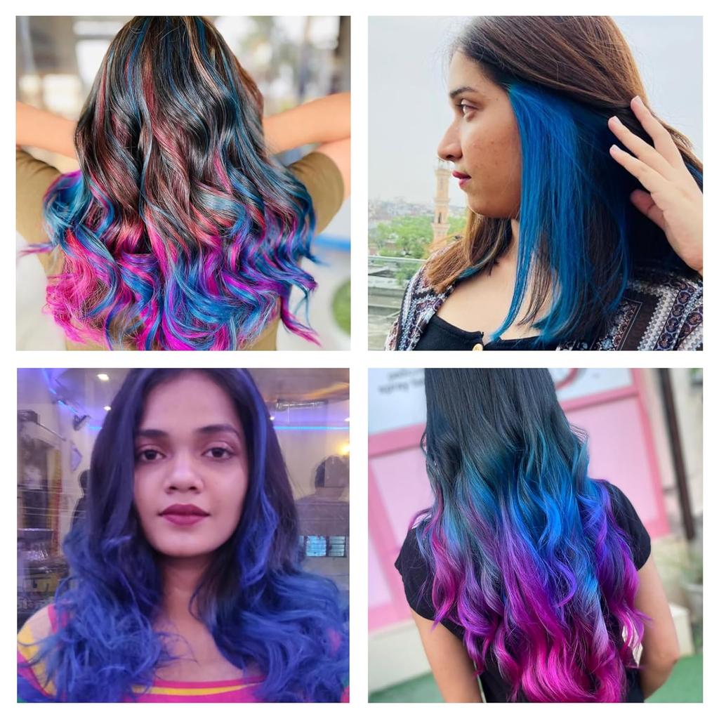 Streax Professional Hold And Play Semi Permanent Hair Colour Wonder Blue | Ammonia Free Vibrant Temporary Hair Dye For Bold Stylish Look