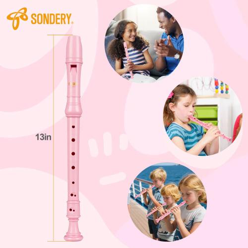 Sondery German-Style Soprano Recorder, Made of ABS Resin, Durable and Easy To Play for Beginners, with German Fingering Chart and Carrying Pouch