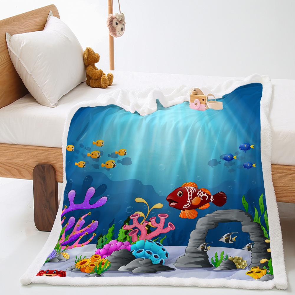 Blanket Marine Life Dolphin Lamb Fleece Crystal Fleece Blanket