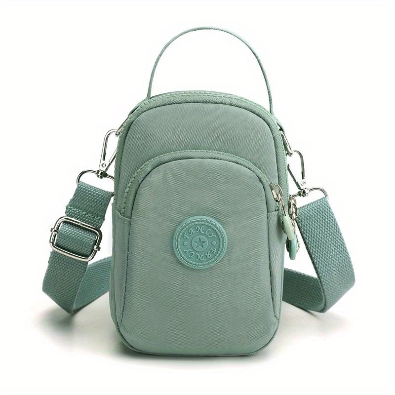 

Минималистичная однотонная сумка через плечо, универсальная сумка для хранения телефона на молнии, женская сумочка для хранения зелёный