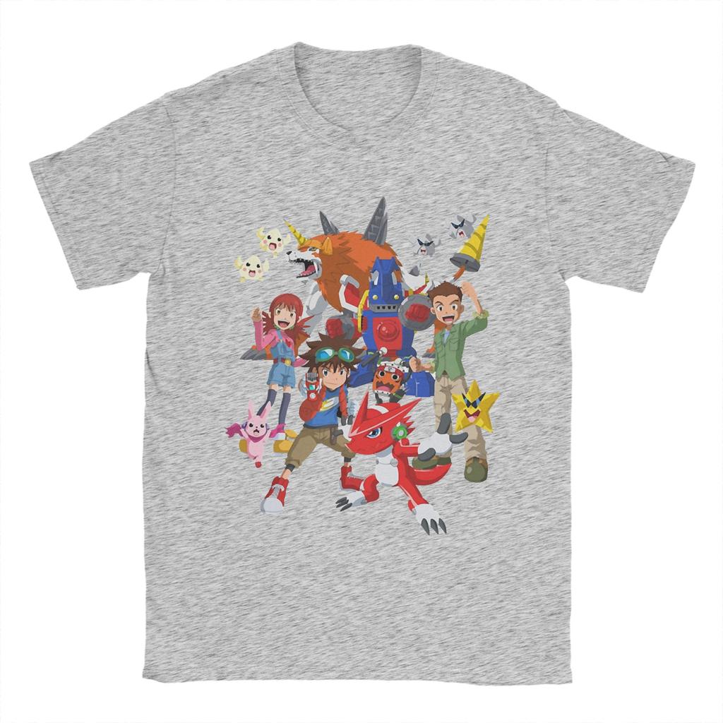 Digimon Anime T Shirt Men Women's 100% Cotton Funny T-Shirt Round Neck Agumon Monster Tees Short Sleeve Clothing Plus Size