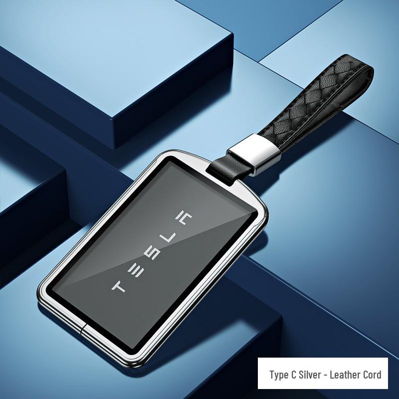 Tesla Card Key Case for Model 3/X/Y - Premium Metal Shell with Protective Buckle, Stylish Unisex Design.
