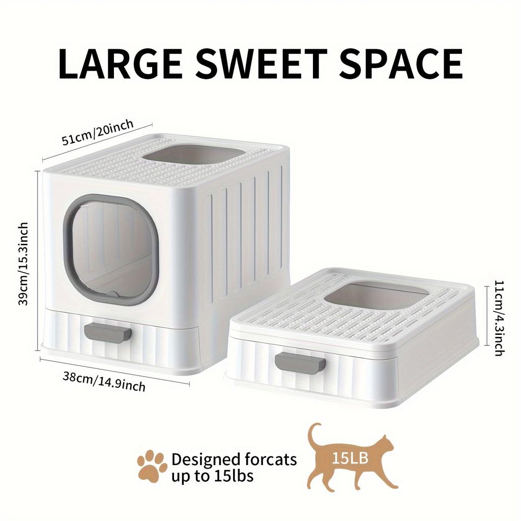 1 Large Covered Cat Litter Box with Odorless Self-cleaning and Deodorizing Filter, Enclosed and Easy To Clean Design