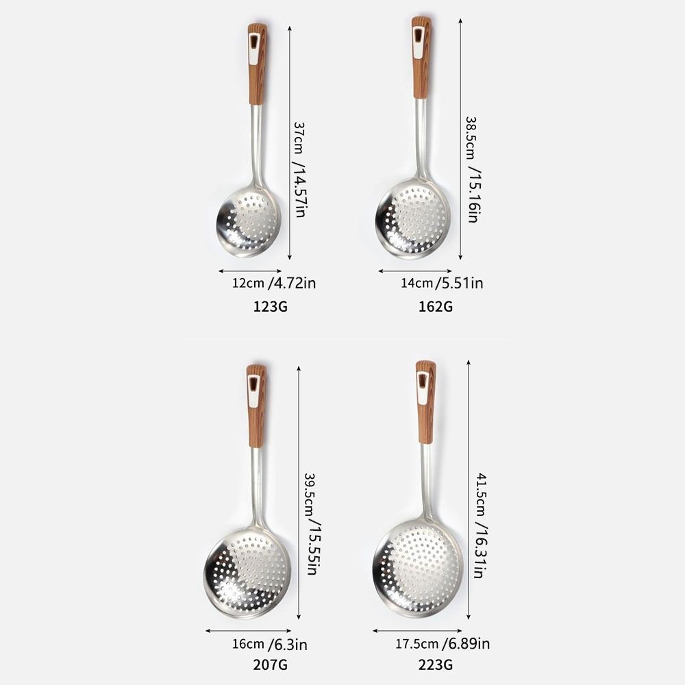 Anti-scald Filter Spoon Long Handle Oil Skimmer Scoop Flour Noodle Dumplings Sieve  Oil Skimming