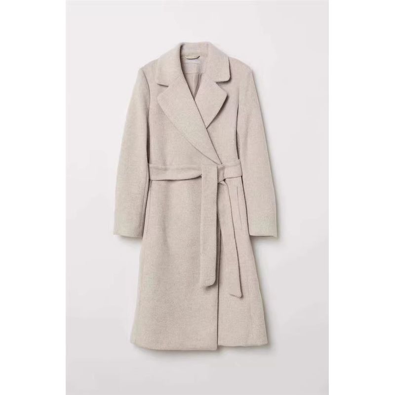 

Export Single H Home 2024 Winter New Arrival Thick with Wool Long Sleeves Easiest for Match Tall Adult Lady like Woman Woolen Coat Outerwear Apricot XL(42)