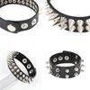 Spiked Studded Bracelet Black Leather Rivets Punk Bracelet Cuff Wrap Bangle Metal Snap Button Wristband for Men Women