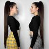 80CM Super Long Straingt Drastring Ponytail Synthetic Hair Extensions Black Brown Pony Tail Heat Resistant Fiber KTB