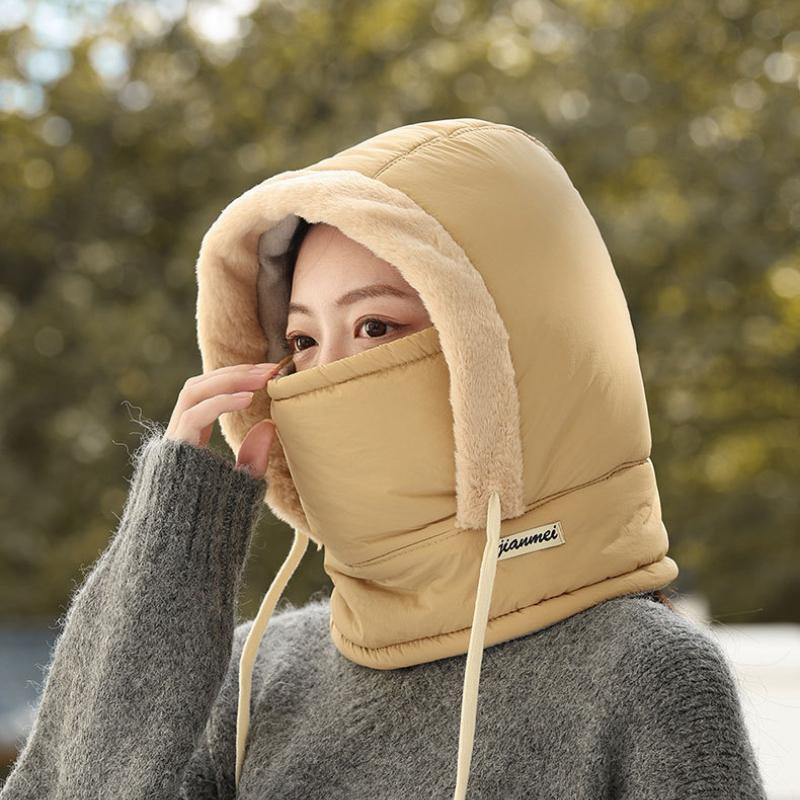 Winter Warm Women's Men's Hat Earmuffs Plus Velvet Thickened Cold-proof Mask Neck Skiing Integrated Cycling Windproof Cycling Hat Ski Hat
