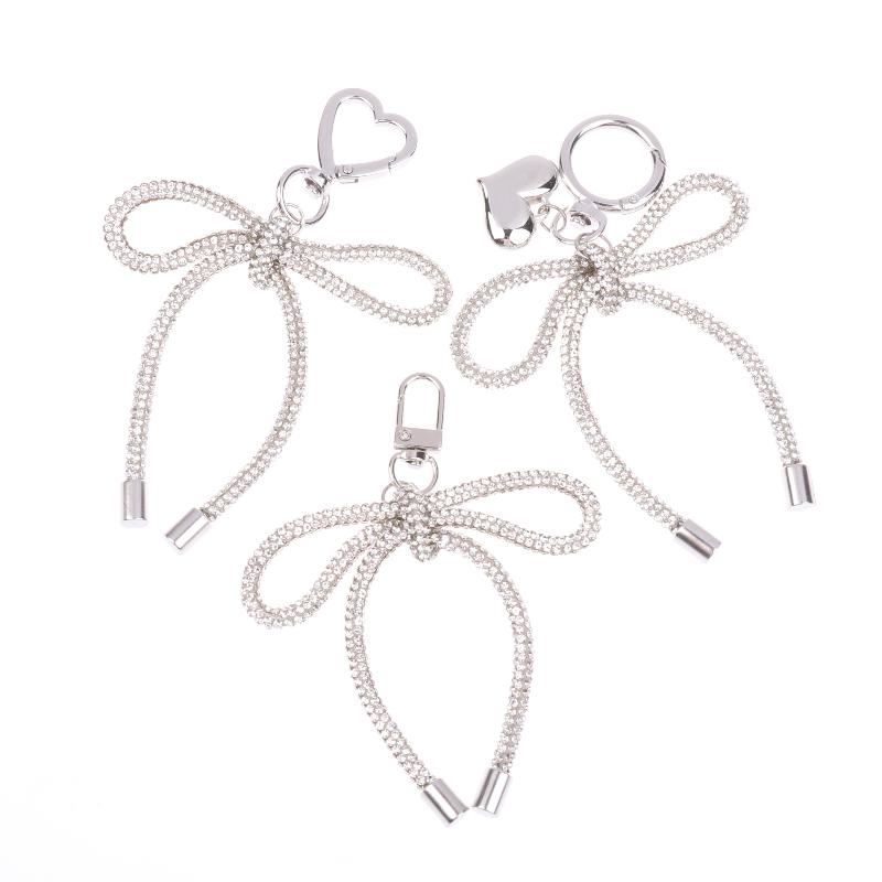 Luxury Sweet Shiny Bow Keychain Bowknot Keyring Bag Pendant Bags Key Hanging Decoration For Girls Gift