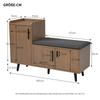 Modern Shoe Bench with Three Storage Doors, Asymmetrical Metal Handles and Multiple Levels for Storage - W100/D34/H69 cm(Old Sku N657P192524N)