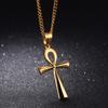 1 PC Amulet Pendant Egyptian Ankh Crucifix Necklaces Pendants Stainless Steel Symbol of Life Cross Necklaces Zircon