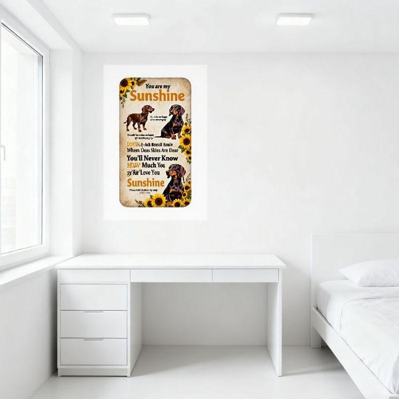 You Are My Sunshine Dachshund Metal Tin Sign Sunflowers Home Wall Decor for Living Room Bedroom Office Garage Art Plaque