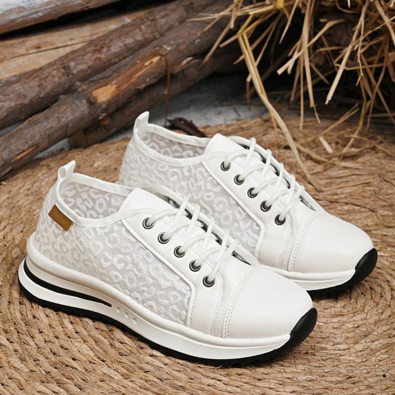 Fashion Spring and Summer 2025 New Breathable Hollowed Out Mesh Sneakers for Women Casual Thick Bottom Lace-up Women's Vulcanize Shoes