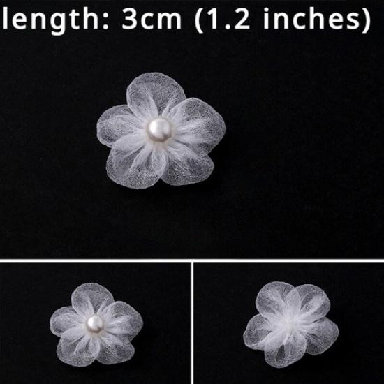 10pcs DIY Chiffon Appliques Flower Shape Beaded Material for Headband Hat Decor