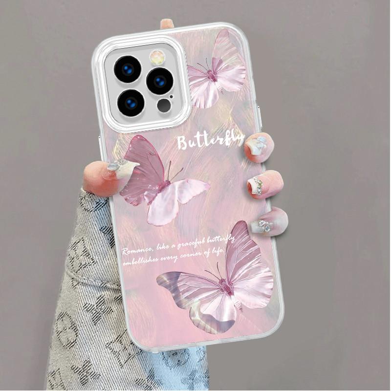 

Модернизированный блестящий серебристый чехол с принтом летящей бабочки, защитный противоударный чехол на всю заднюю панель для iPhone Samsung Samsung S24 Ultra