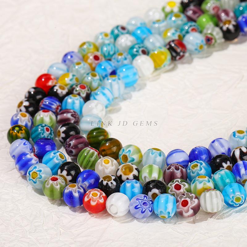 Millefiori Glass Flower Bead Bracelet - DIY Jewelry Crafts