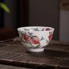 Ceramic Tea Cup Peach of Longevity Hand Painted Master Cup Chinese Gongfu Tea Set Birthday Gift Porcelain Crafts