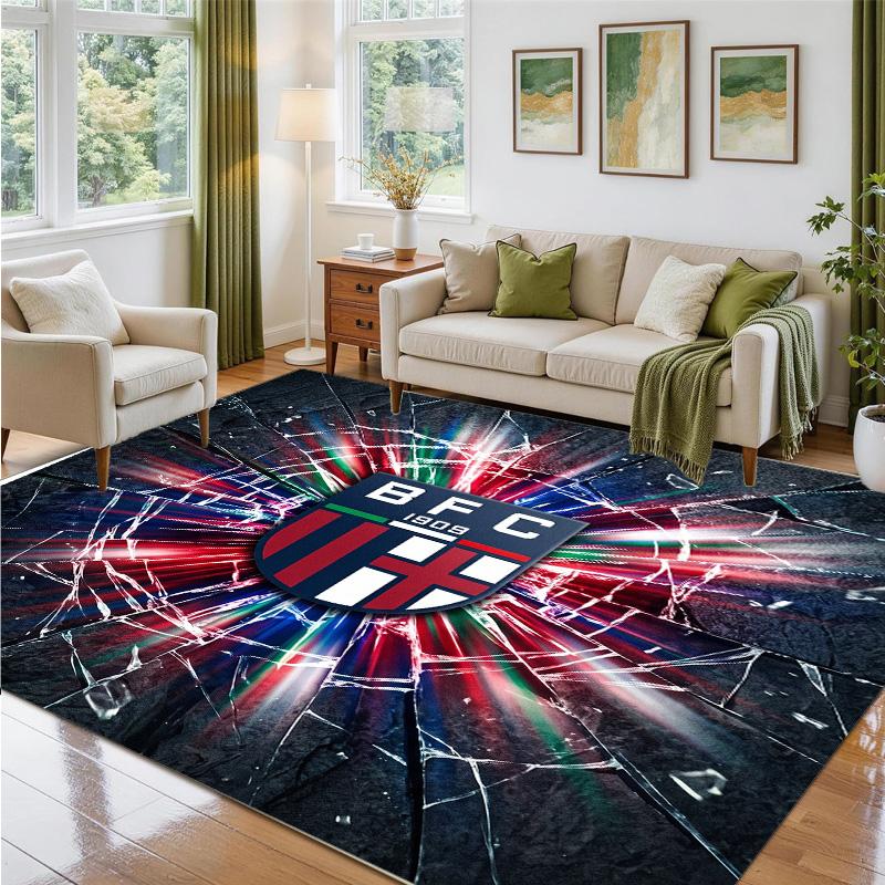 Bologna FC Design Crystal Velvet Rug Soft Decorative Mat for Bedroom Entrance