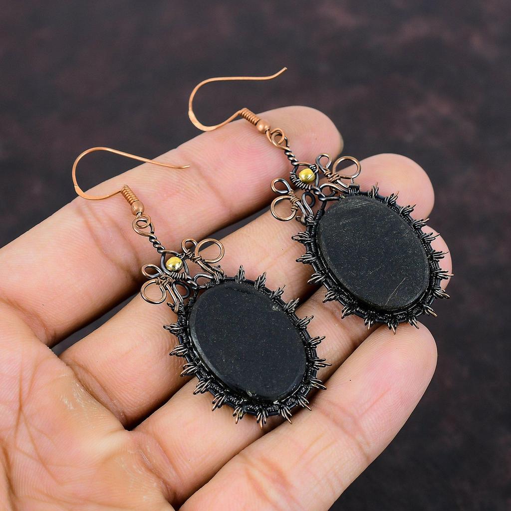 Abalone Shell Earring Copper Wire Wrapped Earrings Handmade Natural Gemstone Earrings Dainty Copper Jewelry Gift For Her Dangle Drop Earring